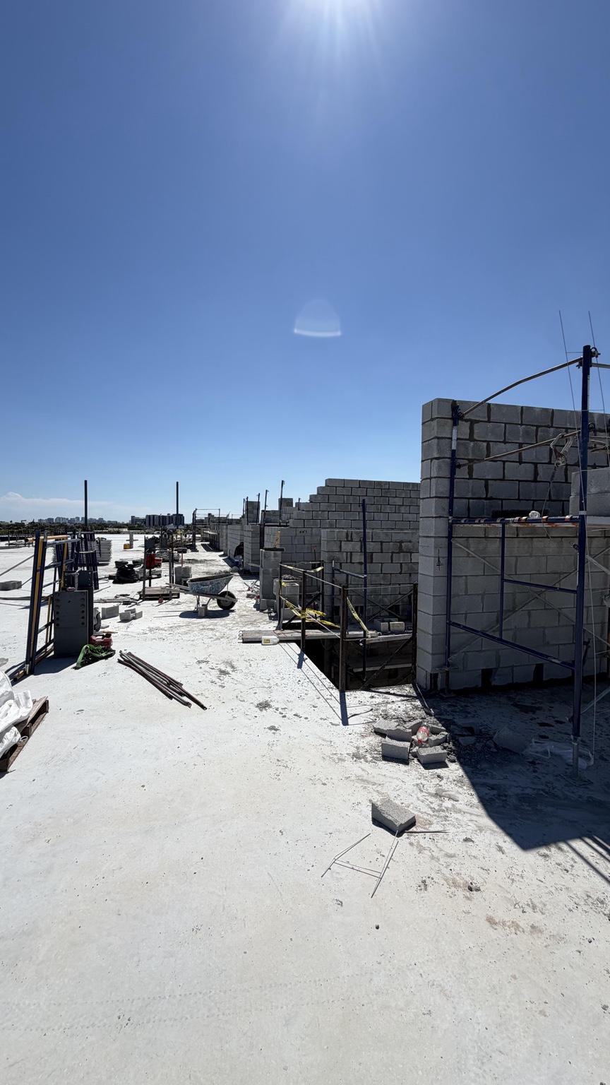 CMU walls and scaffolding at the Fort Lauderdale sports complex under construction