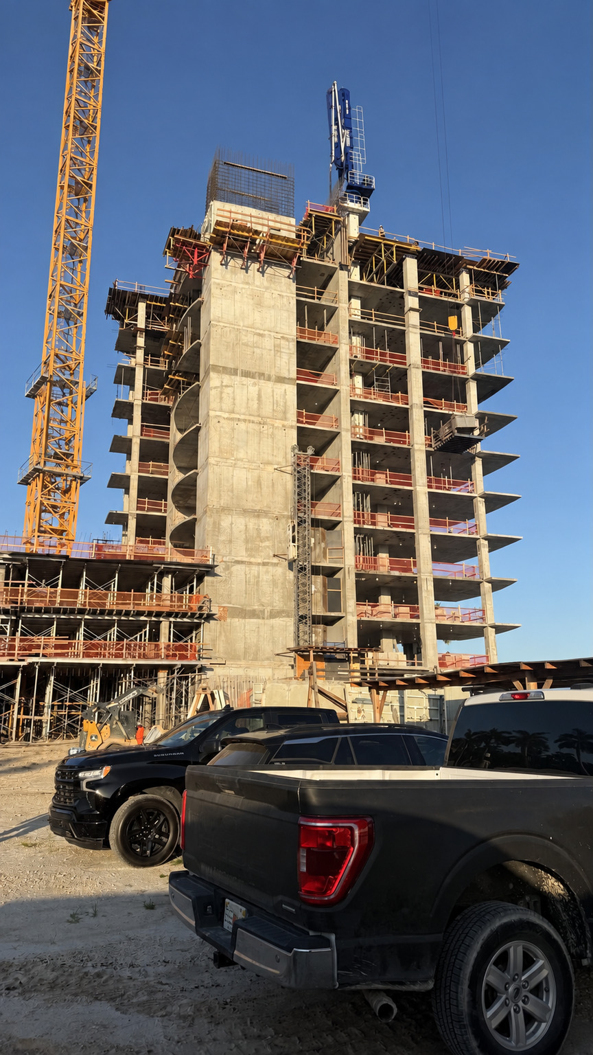High-rise concrete structure under construction